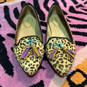 Hush Puppies Leopard Print Flats with Colorful Tassels